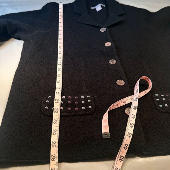 Carroll Reed Wool Jacket Women Felted Blazer Textured Pocket Cardigan Long Sleev - Picture 11 of 16